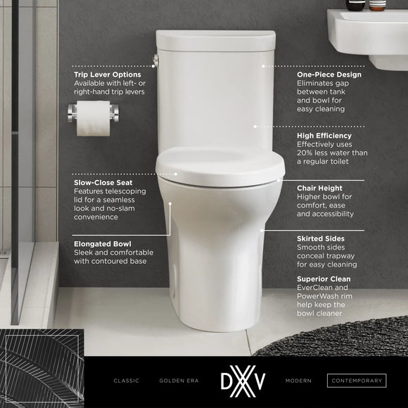 Equility One-Piece Chair Height Right-Hand Trip Lever Elongated Toilet with Seat