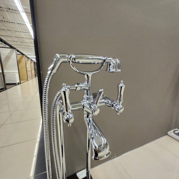 Riobel Traditional Freestanding Tub Filler with Hand Shower – Chrome Floormodel Clearance As Is N Side