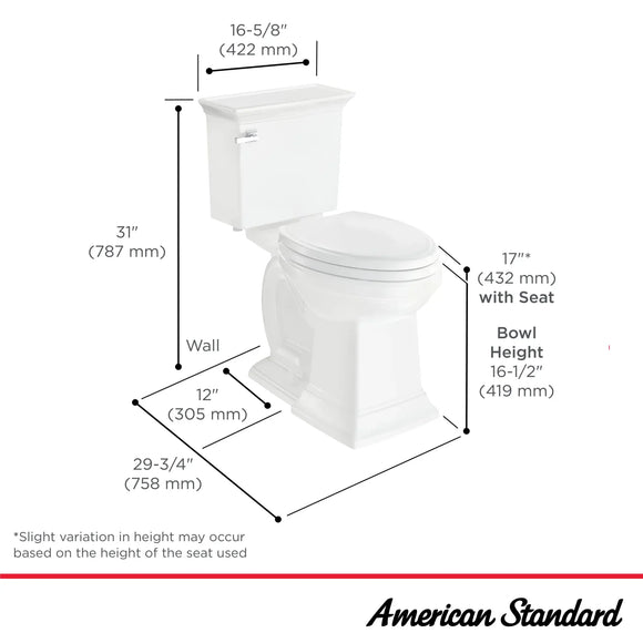 Town Square S Two-Piece 1.28 gpf/4.8 Lpf Chair Height Elongated Toilet Less Seat