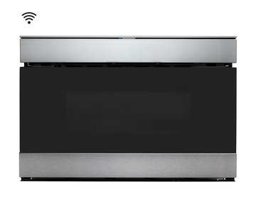 Smart with, 24” Built-In Microwave Drawer in Stainless Steel and Black Glass with "Easy Wave Open" Motion Sensor