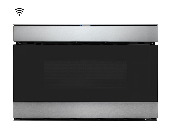 Smart with, 24” Built-In Microwave Drawer in Stainless Steel and Black Glass with "Easy Wave Open" Motion Sensor