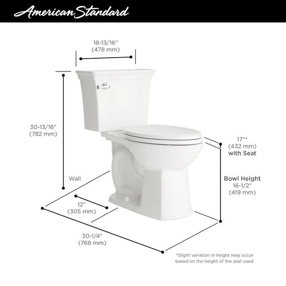 Estate VorMax Two-Piece 1.28 gpf/4.8 Lpf Chair Height Elongated Toilet less Seat