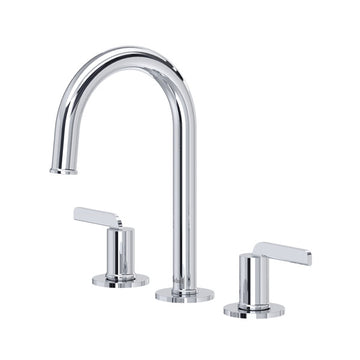 Riobel Authentica Widespread Bathroom Faucet with C-Spout & Push Drain