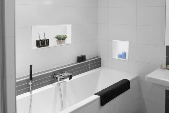 Easy Drain Container BOX Wall Niche (24" x 12" x 4") – Black / White