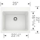 Blanco LIVEN SILGRANIT 25 in. Drop-In/Undermount Laundry Sink - White Model # 401908-2