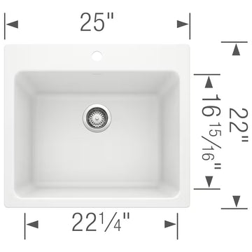 Blanco LIVEN SILGRANIT 25 in. Drop-In/Undermount Laundry Sink - White Model # 401908 - 0