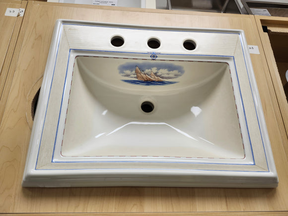 Kohler Limited Edition 22 3/4 x 18 Collection Printed Bathroom Drop In Sink Close Reach Memoirs Design Floormodel Clearance