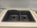 BLANCO Diamond SILGRANIT 32-in 60/40 Double Bowl Undermount Kitchen Sink - Volcano Grey Floormodel as is 400585-1