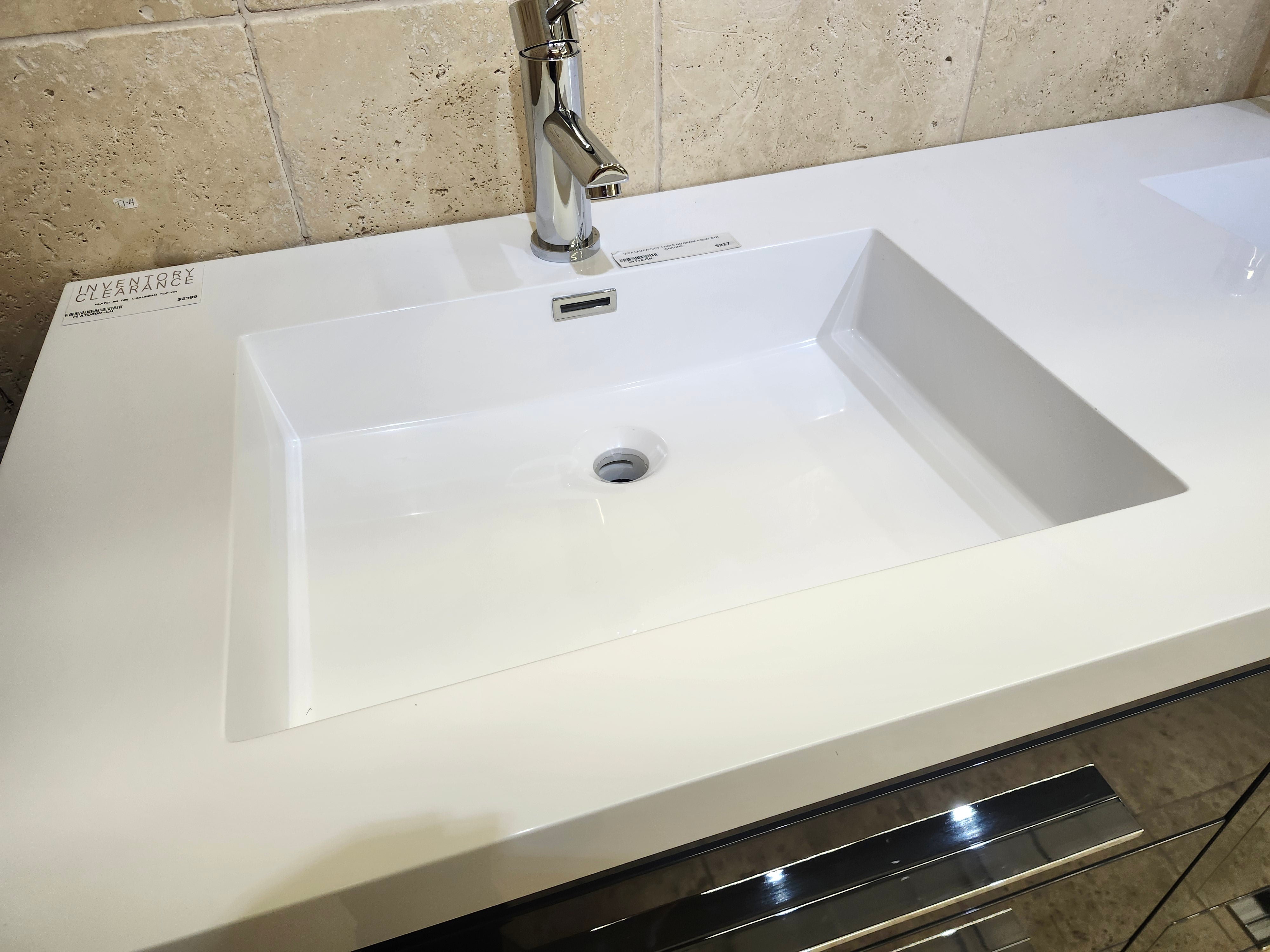 60" Aura Plato Glossy Charcoal Vanity with Double Countertop Combo (as is)