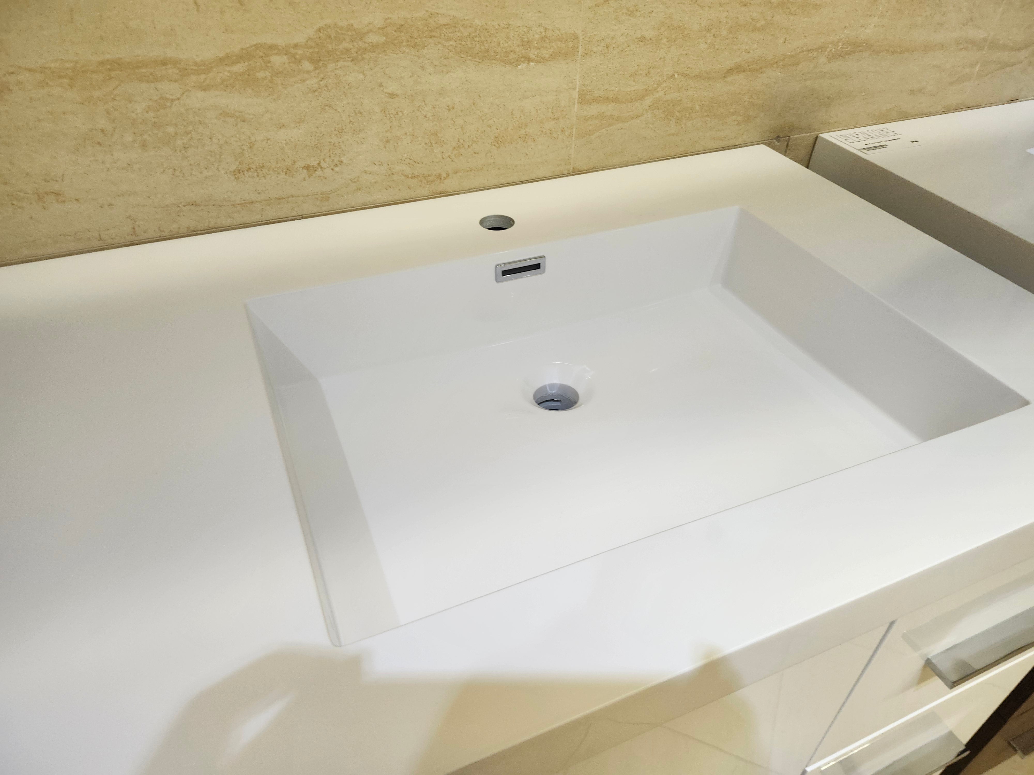72" Glossy White Art Vanity with Countertop Combo (as is)
