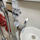 Aquabrass Roman Deck Tub Filler with Hand Held Shower Head Chrome Floormodel as is-8
