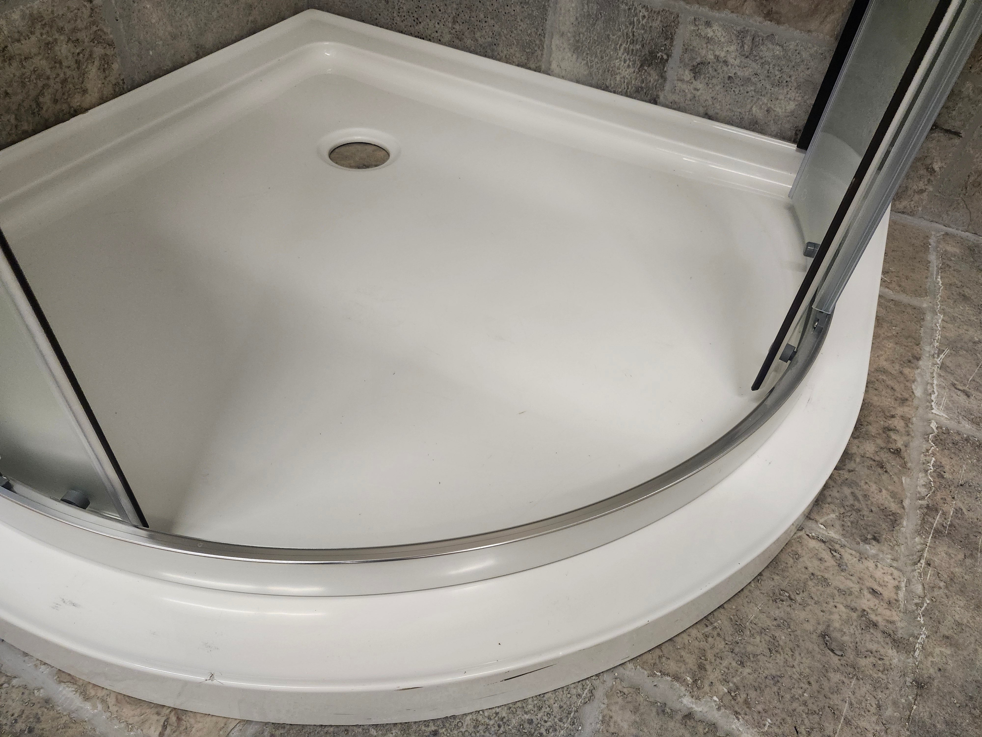 Neptune Round Shower Door with Shower Base Combo Inventory Clearance (as is)