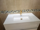 35" Moda White Wall Vanity with Countertop Combo (as is)-3