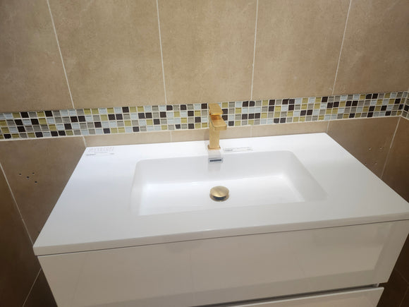 35" Moda White Wall Vanity with Countertop Combo (as is)