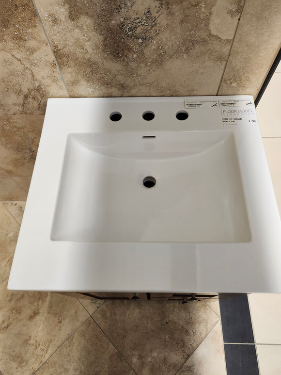 24" Lukx Caramel Vanity & Countertop Combo (as is)