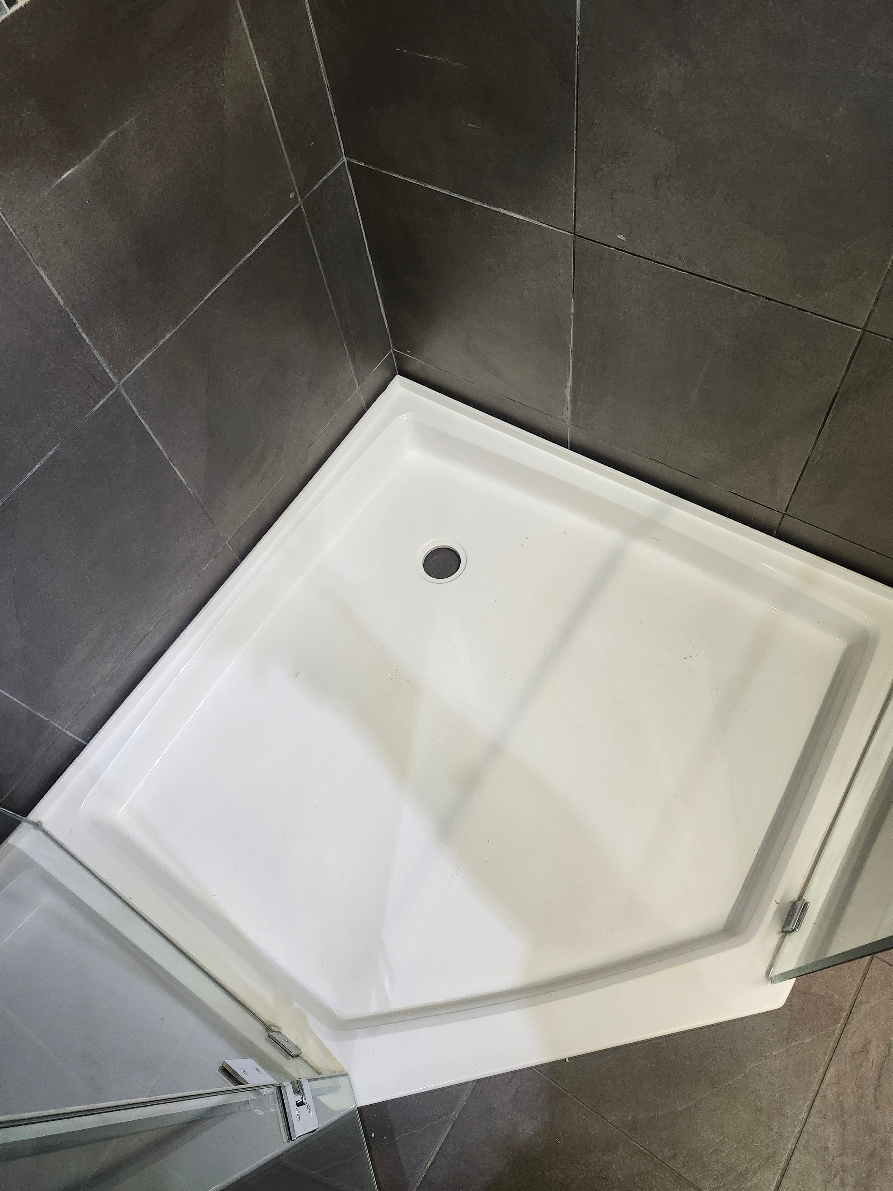 D&M Neo Angle Shower Door and Shower Base Combo (as is)