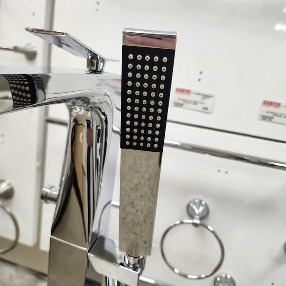 Vida Wave Floormount Tub Filler with Hand Held Shower Head and Lever Handle Floormodel Clearance as Is