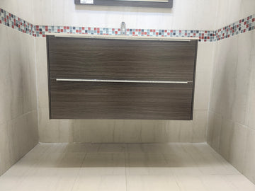 35" Cosmo Sepia Wall Vanity with Countertop Combo (as is) - 0