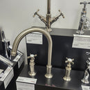 Hansgrohe Axor Series 3 Hole Single Faucet Montreux 8cc Cross Handles Brush Nickel Floomodel Clearance as is-4