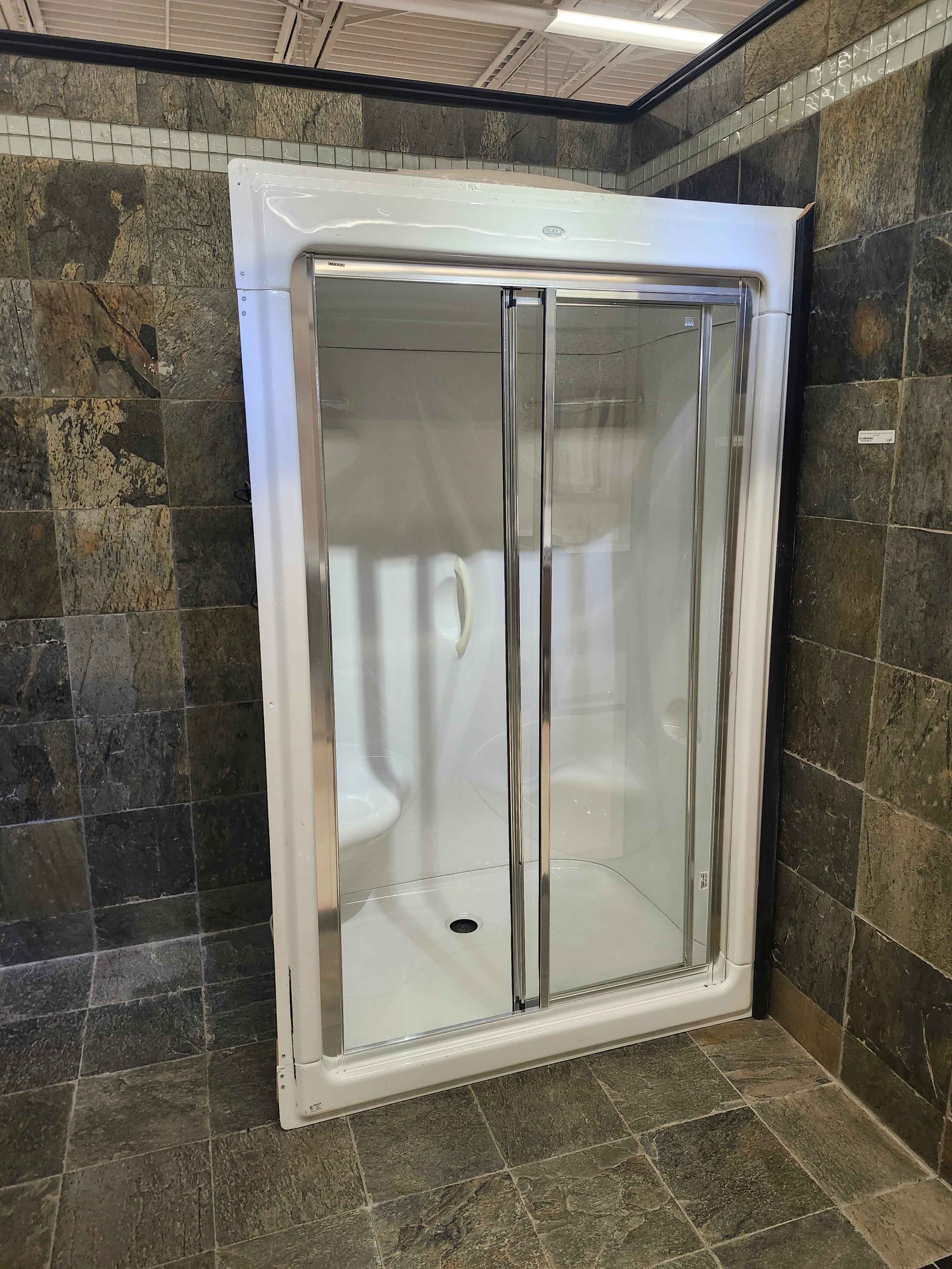 Maax walk in shower with door and built in seat (as is)
