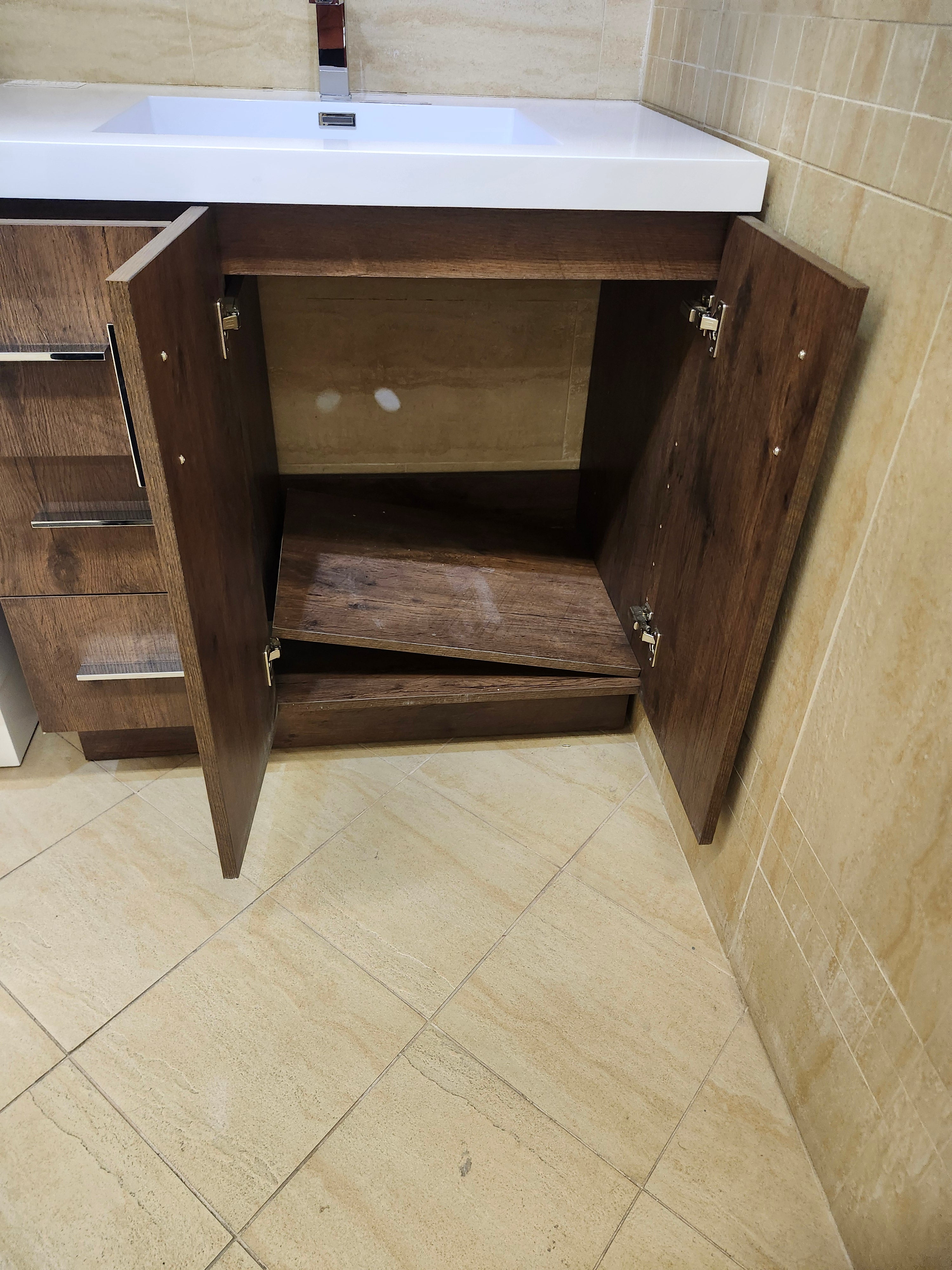 36" Rosewood Art Left Hand  Vanity with Countertop Combo (as is)