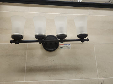 Seagull Lighting 4-Light Vanity Light – Oil Rubbed Bronze – Frosted Glass Shades (Model 44458-814) g12