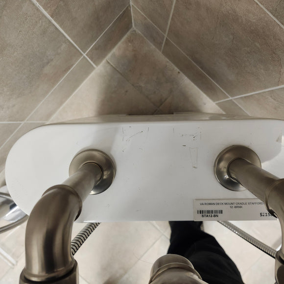Bathtub Tub Filler Brushed Nickle with hand held shower head Floor model as is no valve included M8