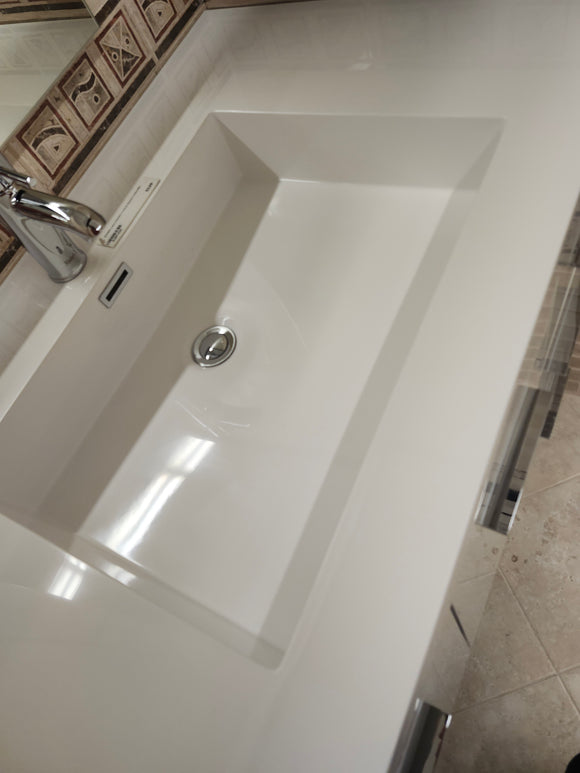 36" Aura Glossy White Art Right Hand Vanity with Countertop Combo (as is)