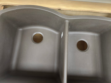 BLANCO Diamond SILGRANIT 32-in 60/40 Double Bowl Undermount Kitchen Sink - Volcano Grey Floormodel as is 400585 - 0