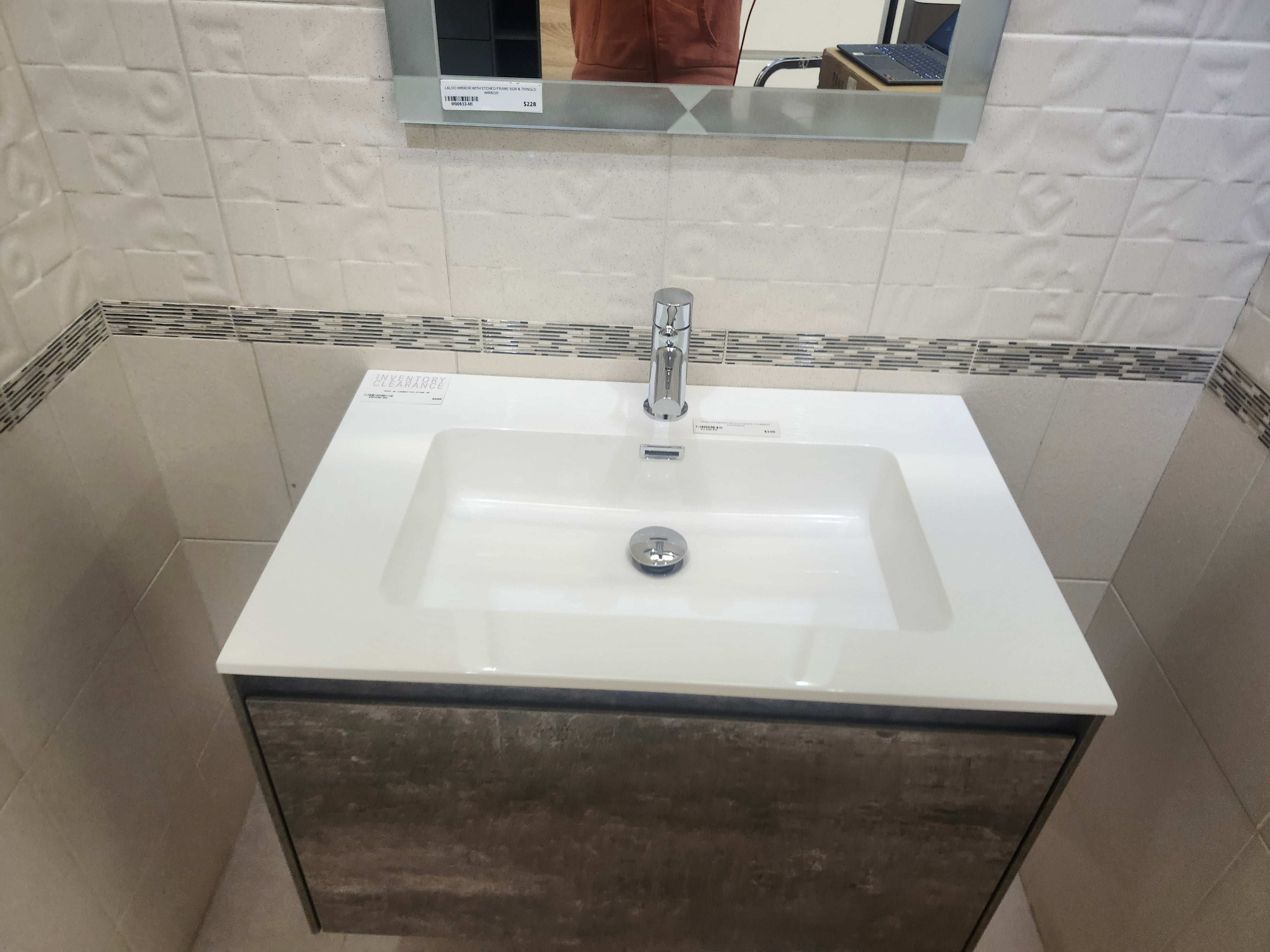 29" Espa Stone Grey Wall Vanity with Countertop Combo (as is)