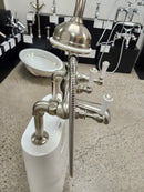 Bathtub Tub Filler Brushed Nickle with hand held shower head Floor model as is no valve included-4