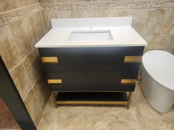Vida Turin 37" Black/Gold Vanity with Countertop Combo (as is)
