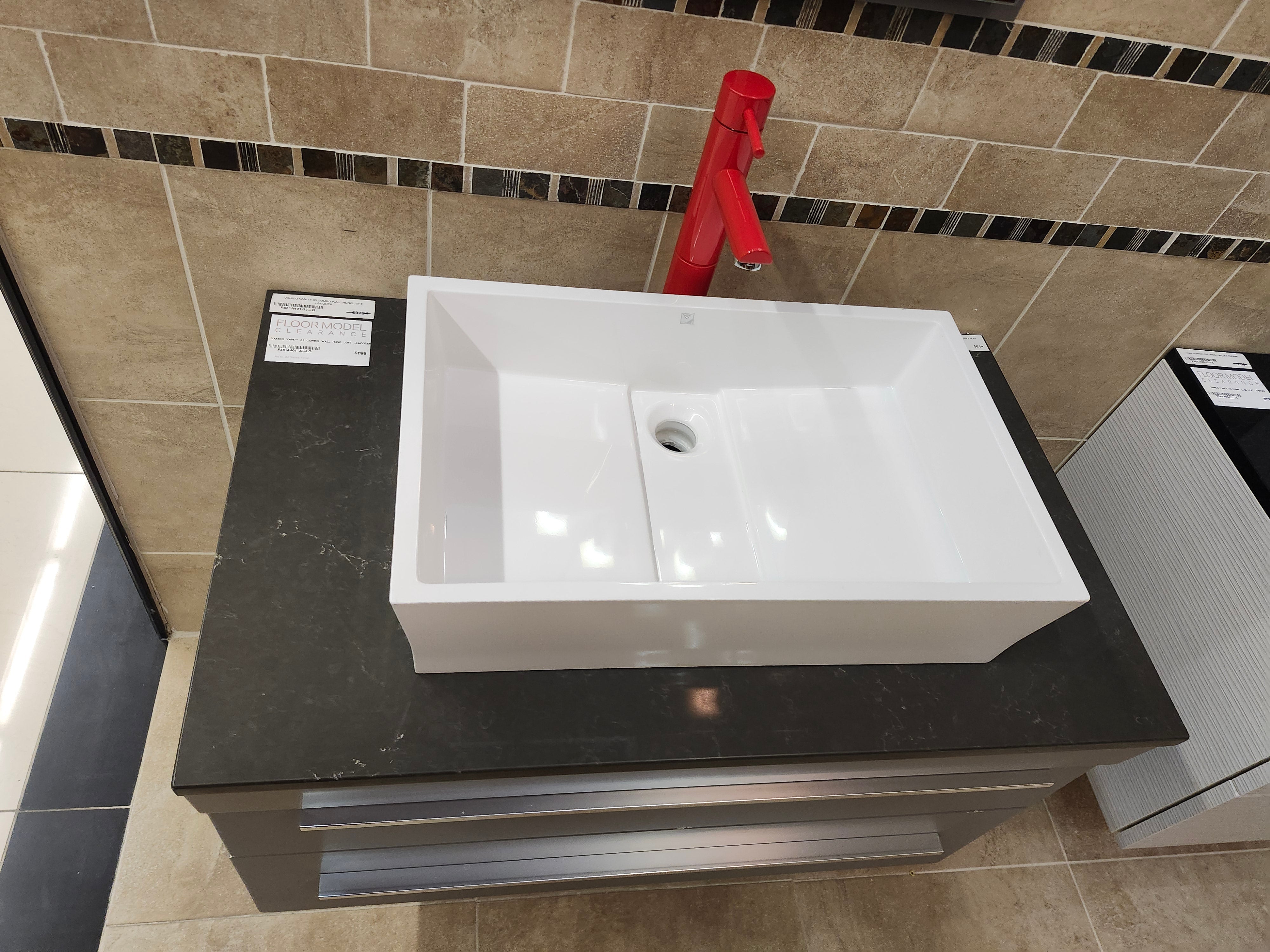 33" Vanico Loft Vanity & Countertop Combo with Mirror (as is)