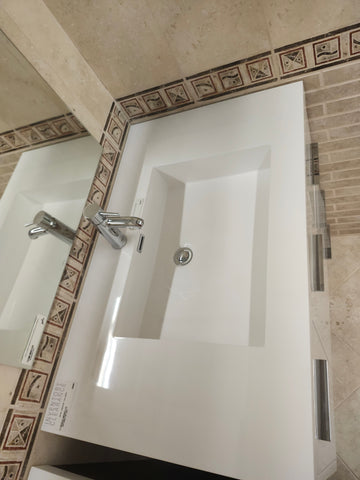 36" Aura Glossy White Art Right Hand Vanity with Countertop Combo (as is) - 0