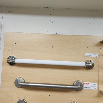 Rubinet Grab Bar 24 Round Flange Chrome and White Floormodel Clearance