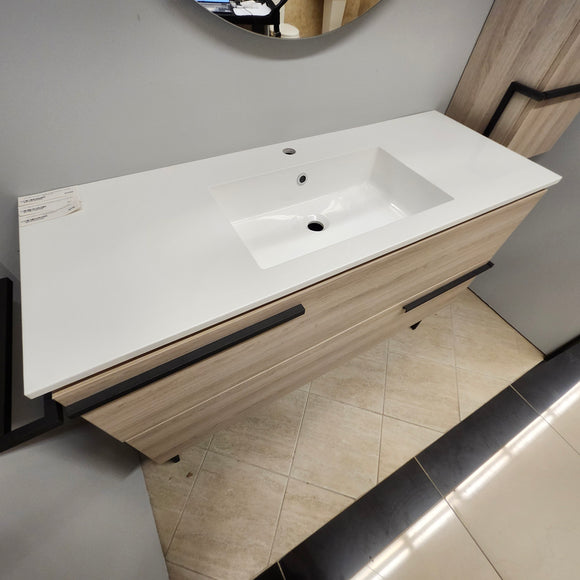 Ico Accent 48 x 21 Bathroom Vanity, Legs, Mirror, Linen and Countertop Sink Combo Sold As is Floormodel Clearance (H12)