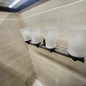 Seagull Lighting 4-Light Vanity Light – Oil Rubbed Bronze – Frosted Glass Shades (Model 44458-814) g12 - 0