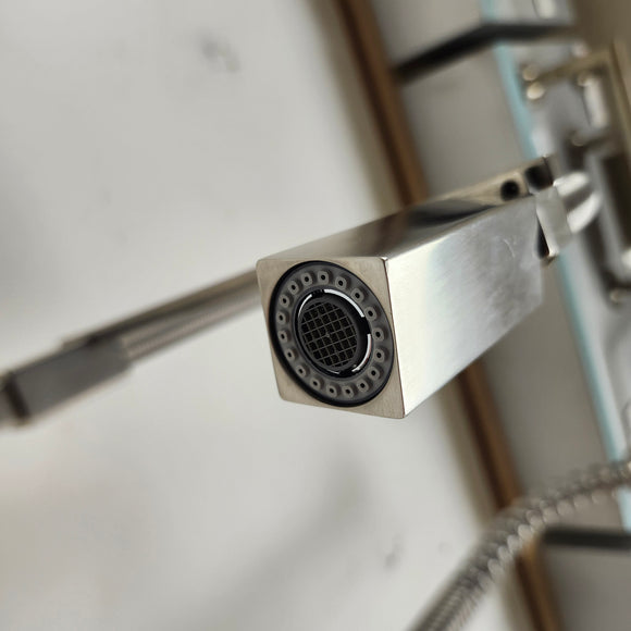 Franke Gneck Kitchen Faucet Floormount clearance Sold As Is Brush Nickel