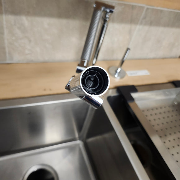 Kohler Kitchen Faucet Arm Karbon Deckmount Lever Handle Floormodel as Is Sprayhead missing M10