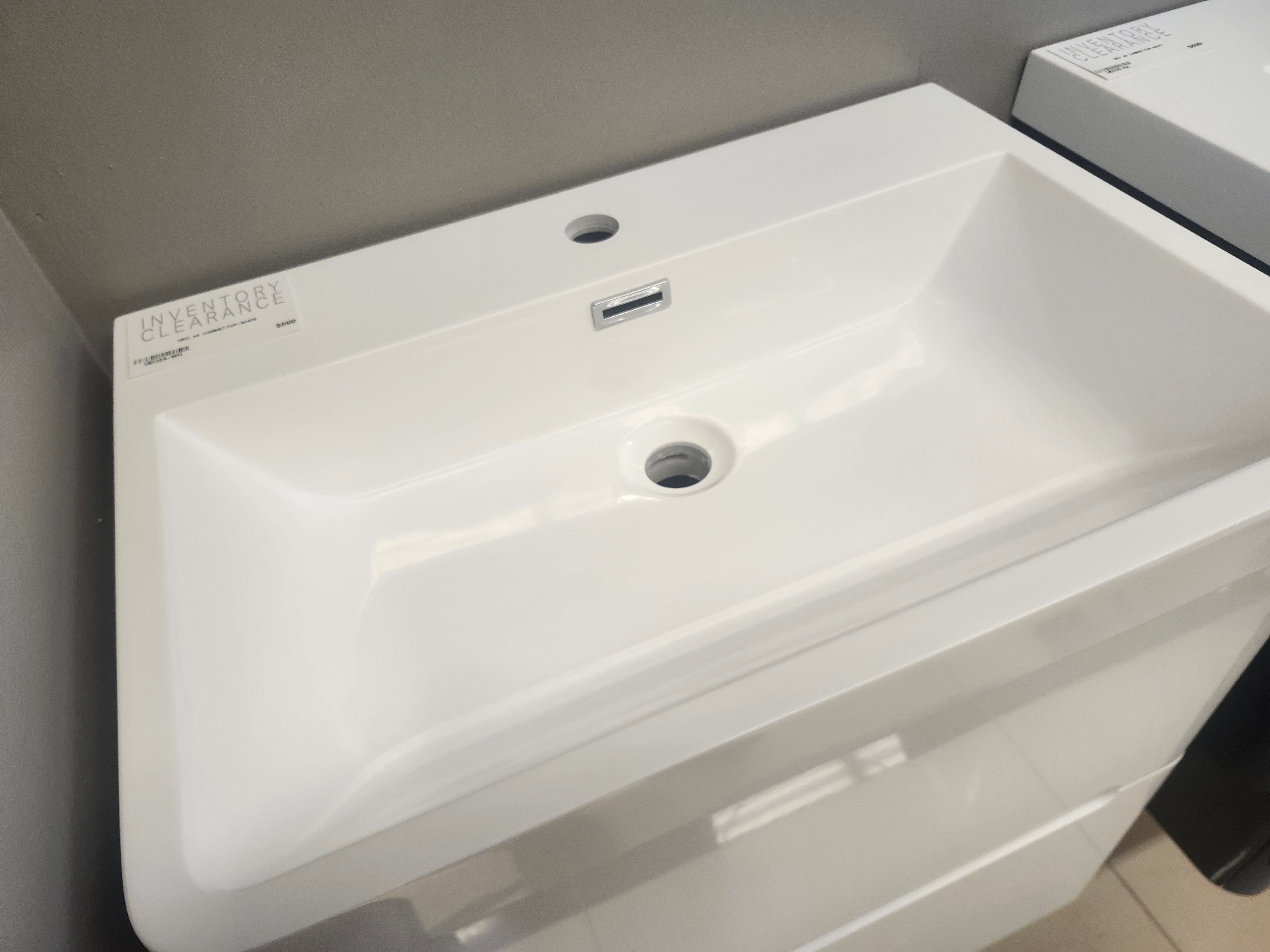 24" Geo White Wall Vanity with Countertop Combo (as is)