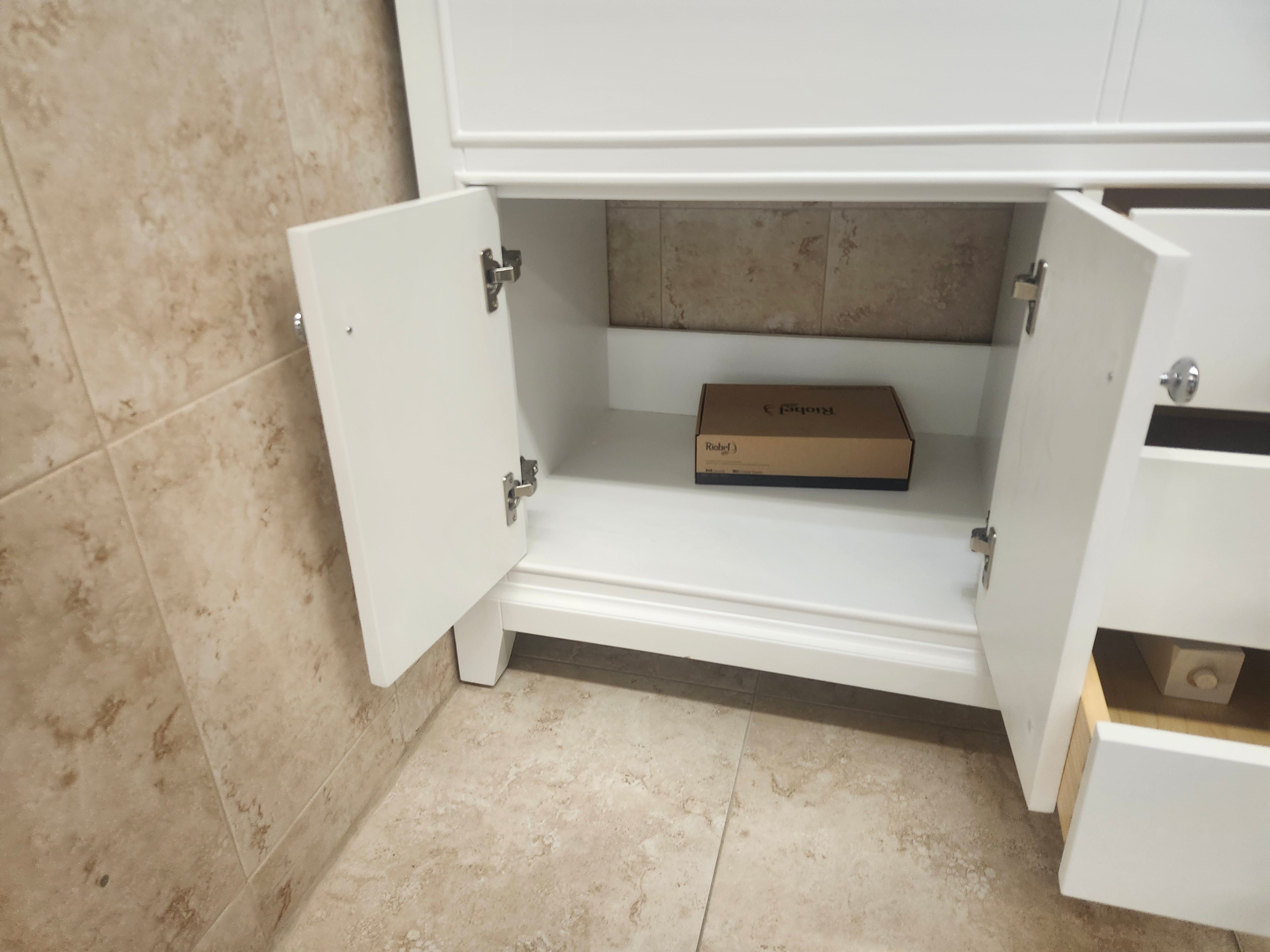 61" Riverfield White Vanity and Double Countertop Combo (as is)