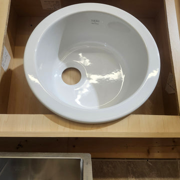 Franke Luna 18 Inch Round Undermount Kitchen Sink 1 Bowl Fireclay White LBK110 Floormodel as is - 0