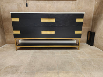 Vida Turin 61 Black/Gold Vanity with double Countertop Combo (as is) j8 - 0