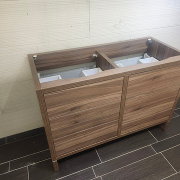 Aura Plato Rosewood Vanity Base Only Double Counntertop  Floormodel as is Clearance