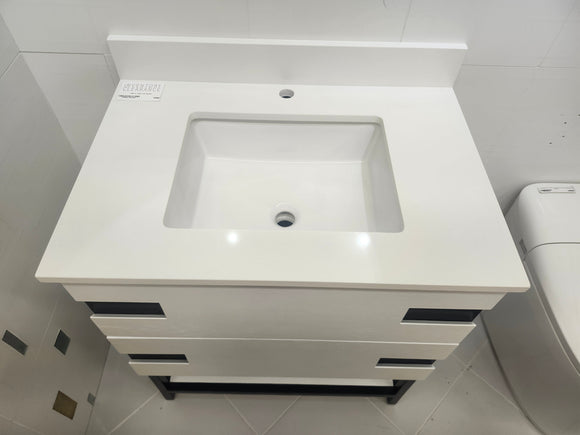 Vida Turin 31" White/Black Vanity with Countertop Combo (as is)