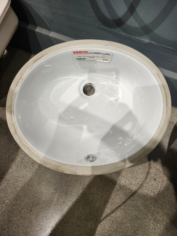 Vida Undermount Bathroom Sink 15 x 12 Sage oval White Floormodel Clearance