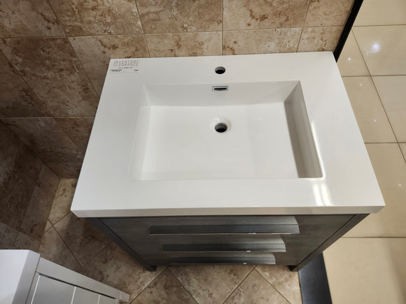 30" Aura Cement Plato Vanity with Countertop Combo (as is) i5