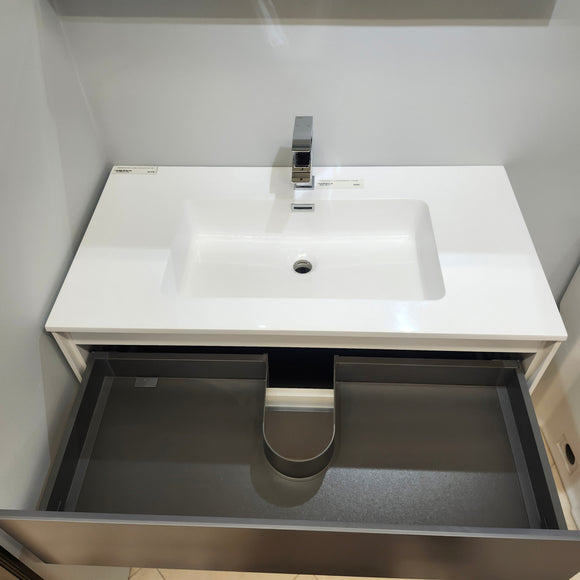 Rubi Aria 35 x 18 Vanity, Countertop Sink and LED Mirror Combo Floormodel Clearance Sold as Is