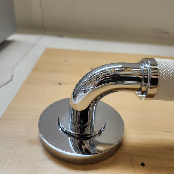 Rubinet Grab Bar 24 Round Flange Chrome and White Floormodel Clearance