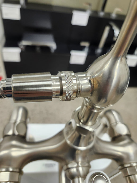 Bathtub Tub Filler Brushed Nickle with hand held shower head Floor model as is no valve included